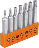 JUEGO DE 7 PUNTAS TORX CON SEGURO LARGO 2"