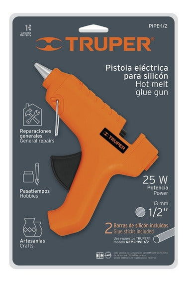 PISTOLA DE SILICON 25W C/ 2 BARRAS DE SILICON PIPE-1/2