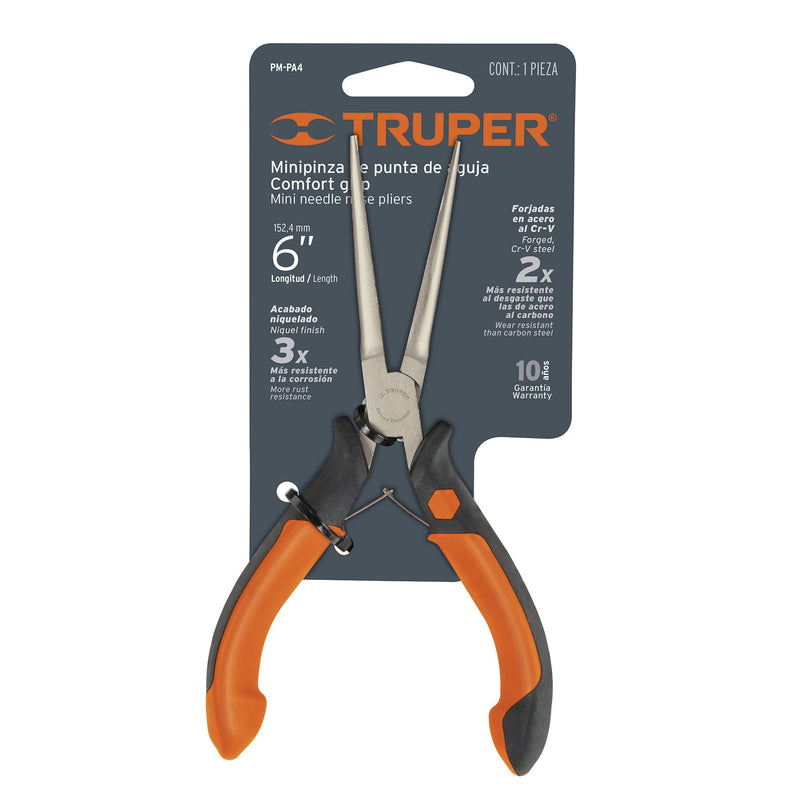 PINZA MINIATURA PUNTA DE AGUJA MANGO CONFORT GRIP PM-PA4