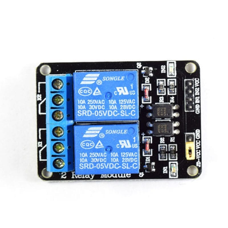 MODULO DE 2 RELEVADORES 5VCD 10A 1P2T RELAY-MODULE2