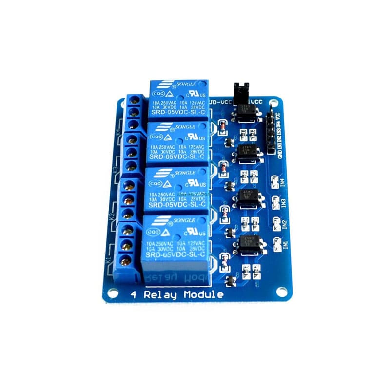 MODULO DE 4 RELEVADORES 5VCD 1P2T RELAY-MODULE4