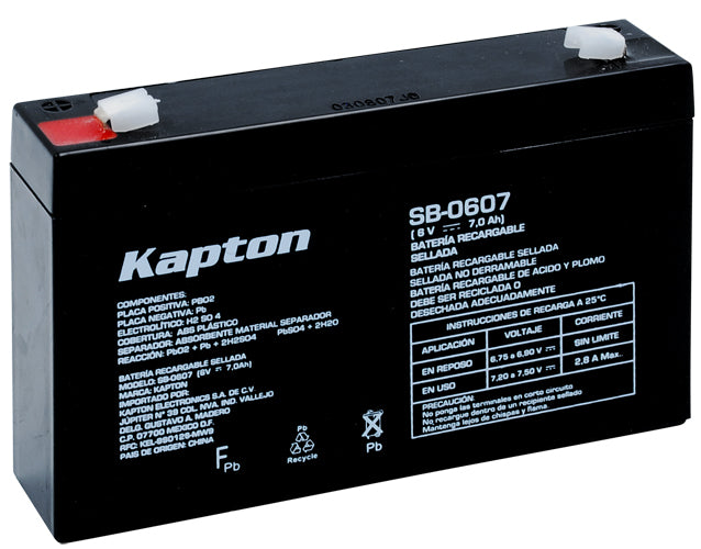 BATERIA RECARGABLE 6V 7AH.                        SB-0607