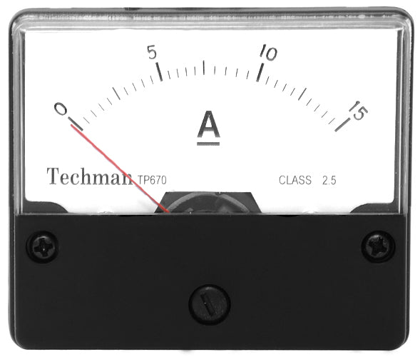 AMPERIMETRO RECTANGULAR P/DC 15 AMPERS TP-670D15A