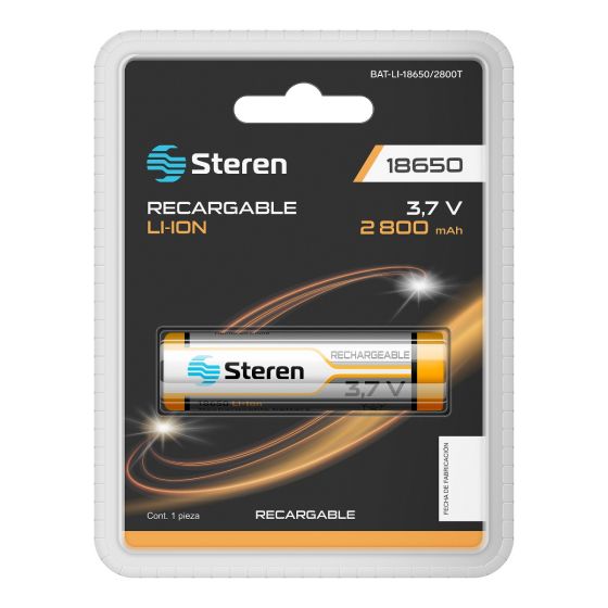 BATERIA RECARGABLE LI-ON 18650 3.7V 2800 mAH.                   BAT-LI-18650/2800T.
